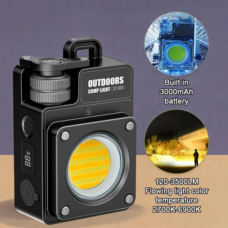 New Powerful EDC Keychain Camping Light 3000mAh Multifunction Rechargeable Flashlight 120LM-3500LM Portable Outdoor Camping Lamp
