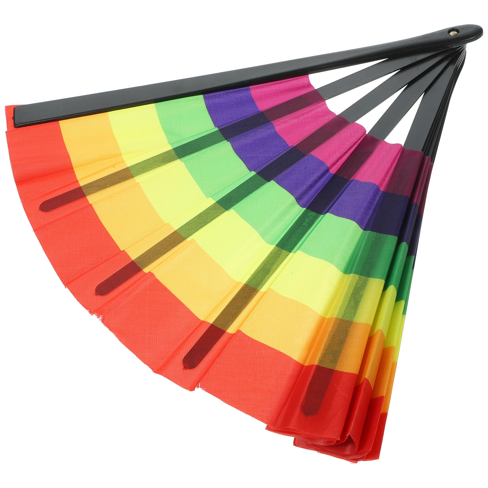 

Rainbow Fan H Held Fans Folding Korean Cloth Colorful Dancing Fans Photo Props Lightweight Plastic Sturdy Longtime Use Stage