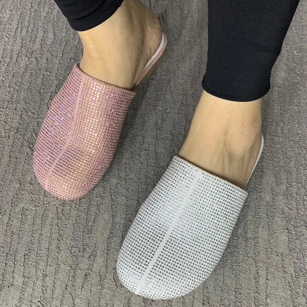 Summer Women Slippers Rhinestone Bling Shoes Women Fashion Flats Sandals Plus Size Casual Shoes Designer Shoes