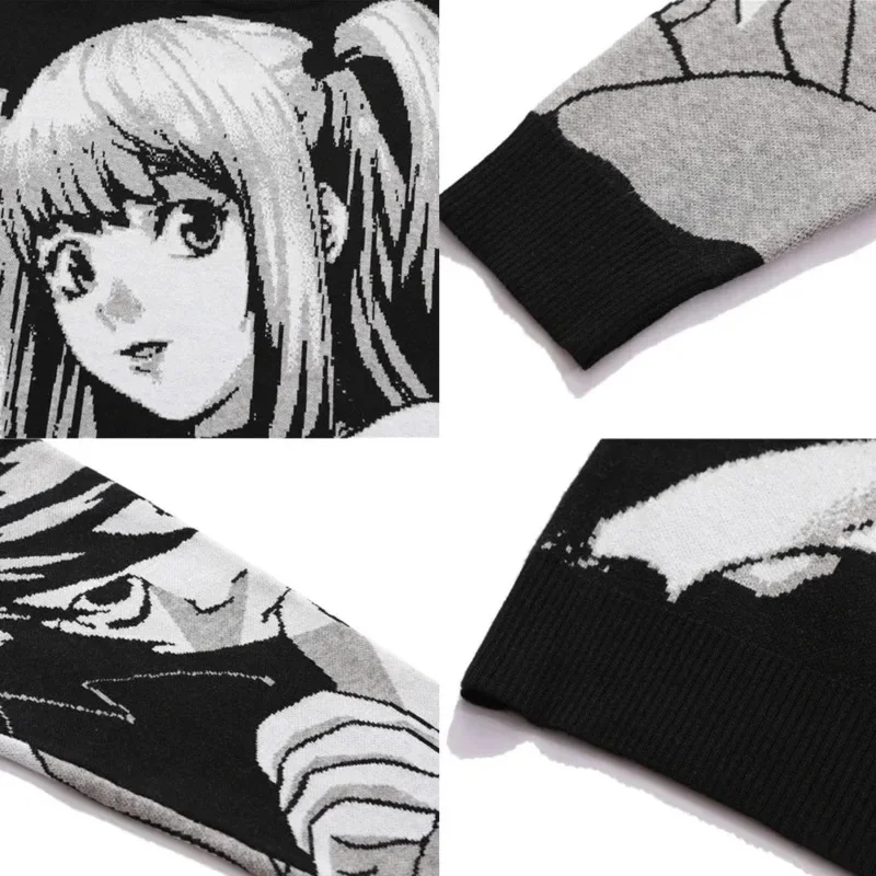 Death Note Sweaters Men and Women Autumn and Winter Round Neck Loose Knits Couples Dark Pullover Sweaters Women\'s anime