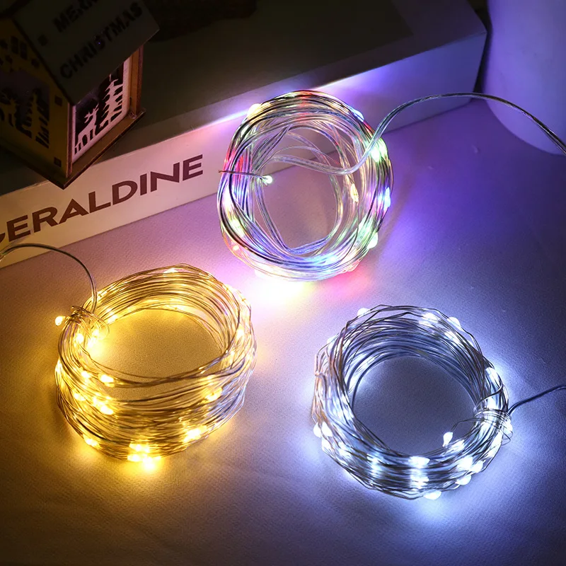 Lámpara de alambre de cobre LED impermeable con batería de bajo voltaje, 3V, alimentada por USB, guirnalda de Festival de Primavera de Navidad, decoración de fiesta de boda