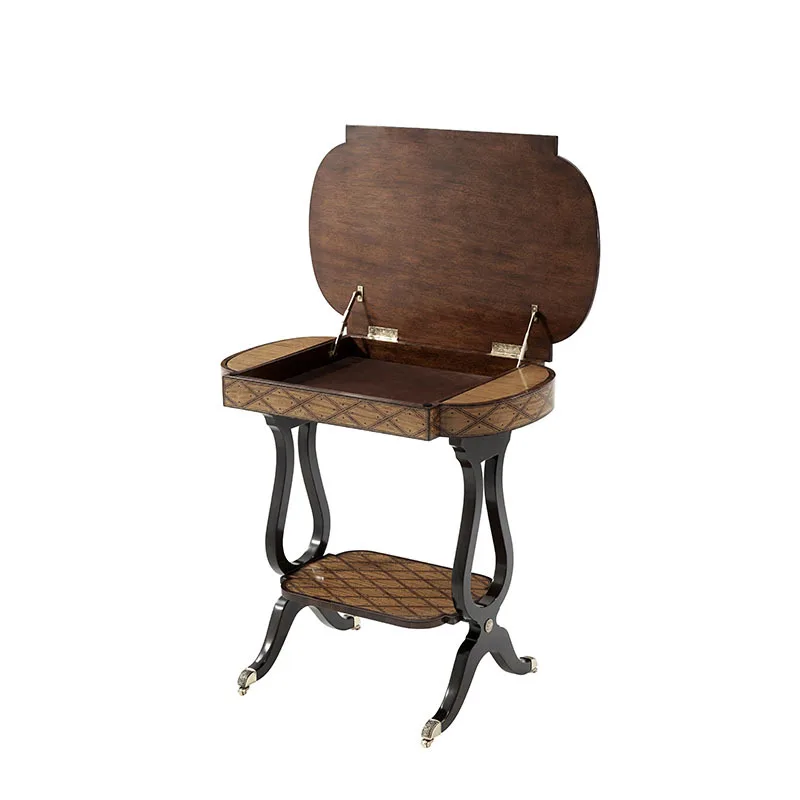 

Neoclassical special-shaped corner few mahogany court storage large flat layer decoration few