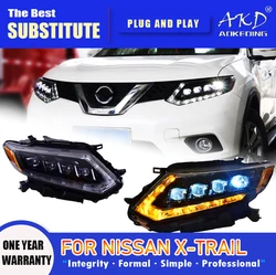AKD Head Lamp for Nissan X-trail LED Headlight 2014-2016 Headlights X-trail DRL Turn Signal High Beam Angel Eye Projector Lens