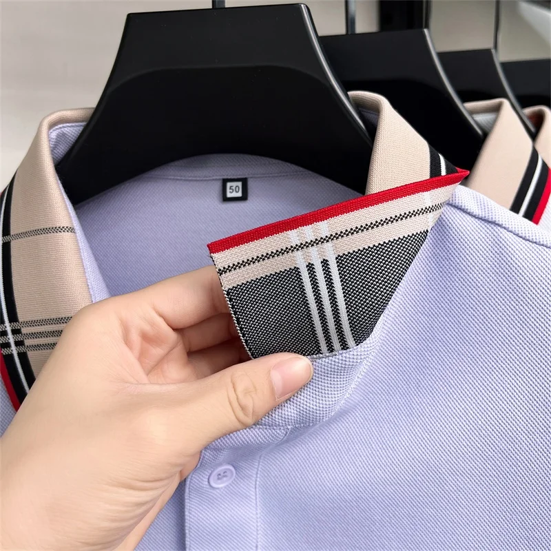 Neues Sommer-Herren-Poloshirt mit Kurzen Ärmeln, Kragen und Knöpfen, Luxuriöse Buchstaben-Stickerei, Lässiger Vielseitiger Jugendlicher Preppy-Stil Herrenbekleidung – Detail 7