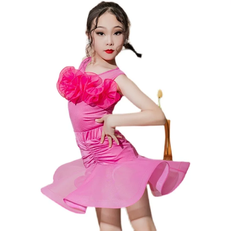 กระโปรงเต้นรำแบบละตินที่กำหนดเองชุดฝึกซ้อมของเด็กผู้หญิงชุดการแสดงชุดสูทชุดเต้นรำบอลรูมชุดสำหรับสตรี