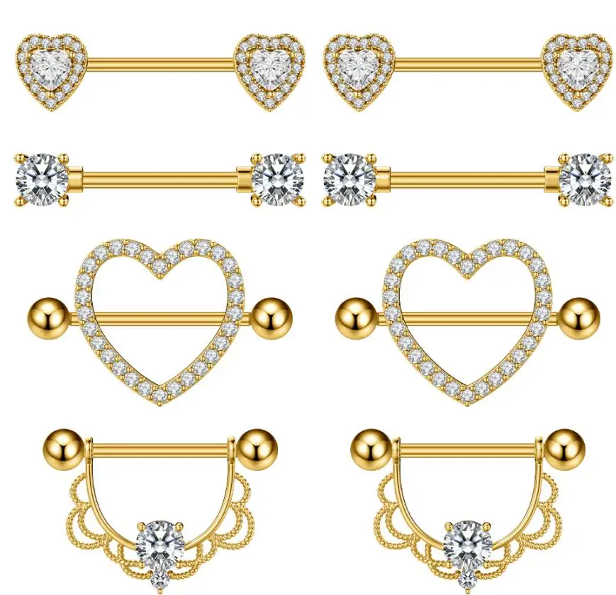 14G Edelstahl Nippelpiercing Set Nippelringe Barbell Pack Rote Kirsche Kuchen Nippel Schmuck Bulk Kristall Nippelpiercings – Detail 23