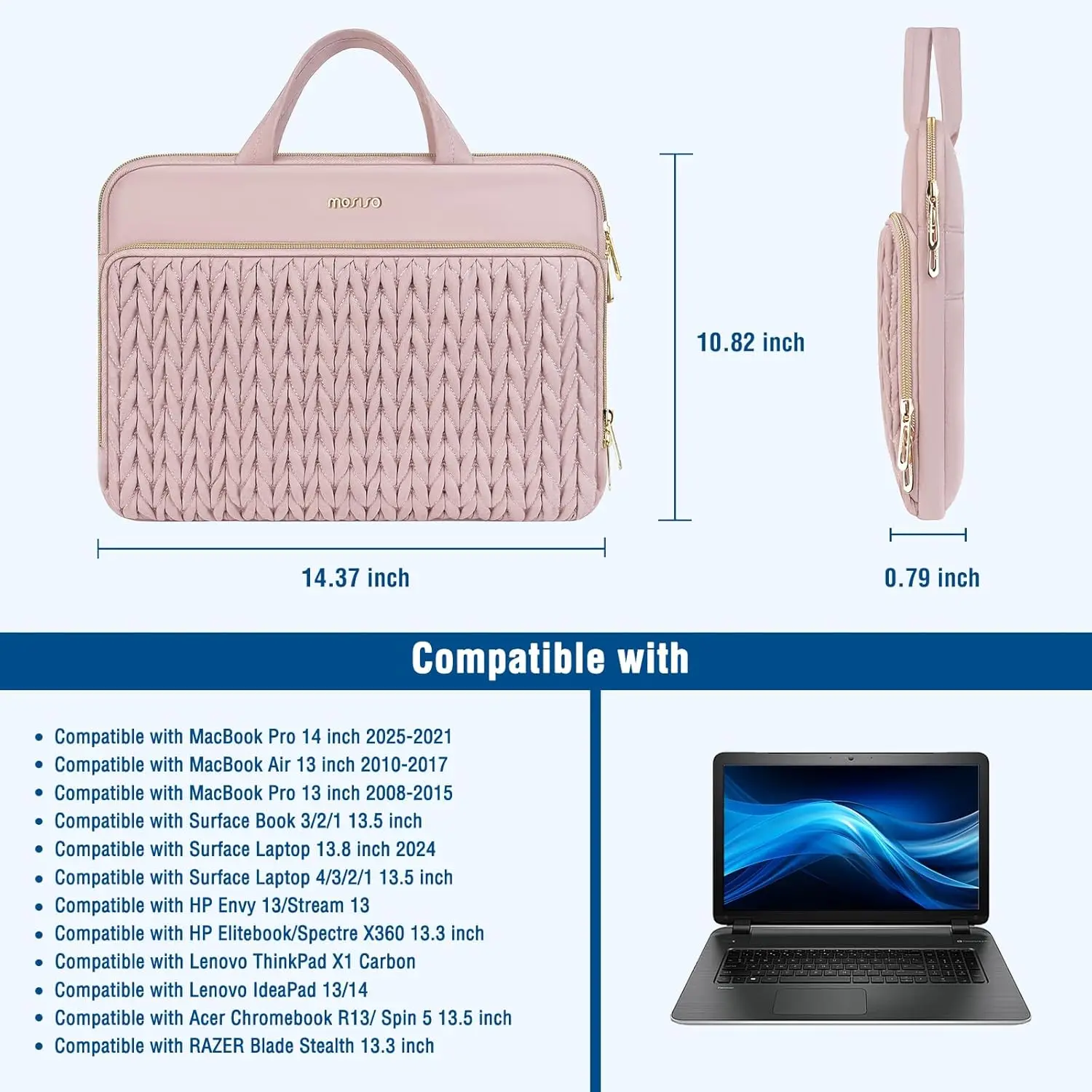 

Laptop Briefcase Bag for 2025 Macbook Air 13 15 Pro 14 16 M5 M4 M3 M2 M1 13.3 14.2 inch Mac Dell HP Lenovo Notebook Sleeve Case