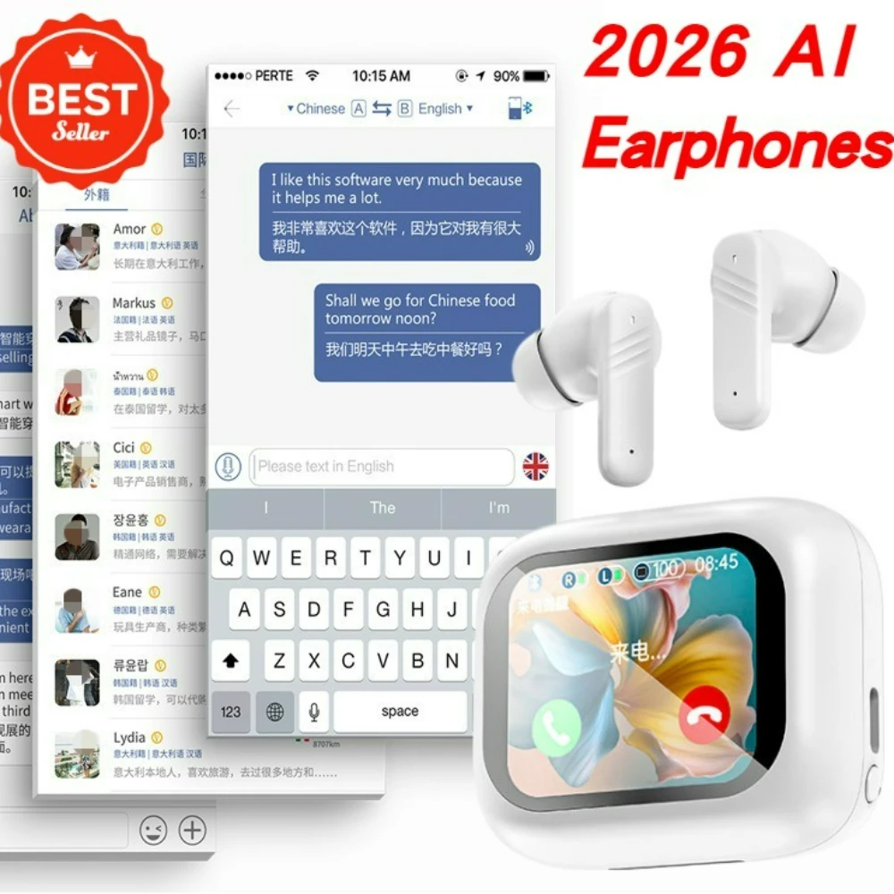 سماعات أذن لاسلكية AI ANC 2026 بلوتوث 54 عمر بطارية طويل 45 ساعة وقت اللعب شحن سريع 10 دقيقة 2 ساعة تستخدم التحكم باللمس صوت HiFi #1