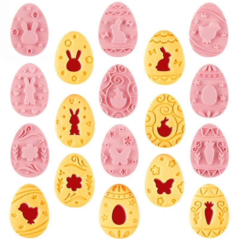 3D Cookie Mold DIY Bunny Mold Easter Cookie Cutters Cartoon Design Egg Biscuit Stamp For Easter Celebration Pastry Chefs Holiday