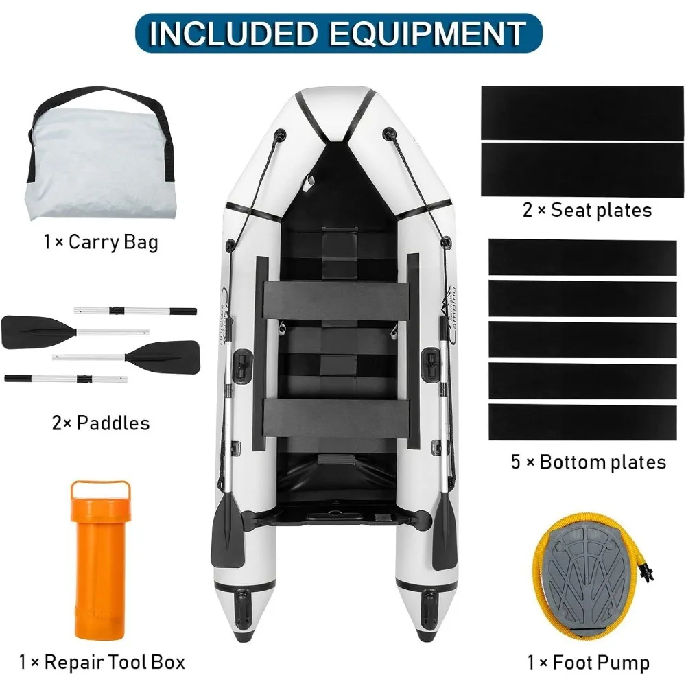 2 Person Inflatable Boat, Raft Inflatable Kayak with Foot Pump & Paddle  Inflatable Boat for Adults,Portable Fishing Boat