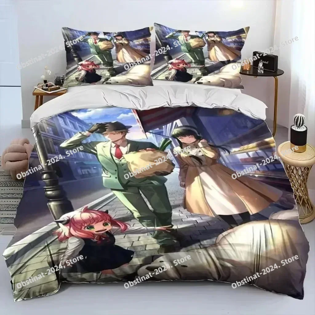 New Anime SPY×FAMILY Anya Bedding Set Printed single Comforter Quilt Cover Duvet Cover Pillow Case 3 Pieces Sets Kids Adult Size