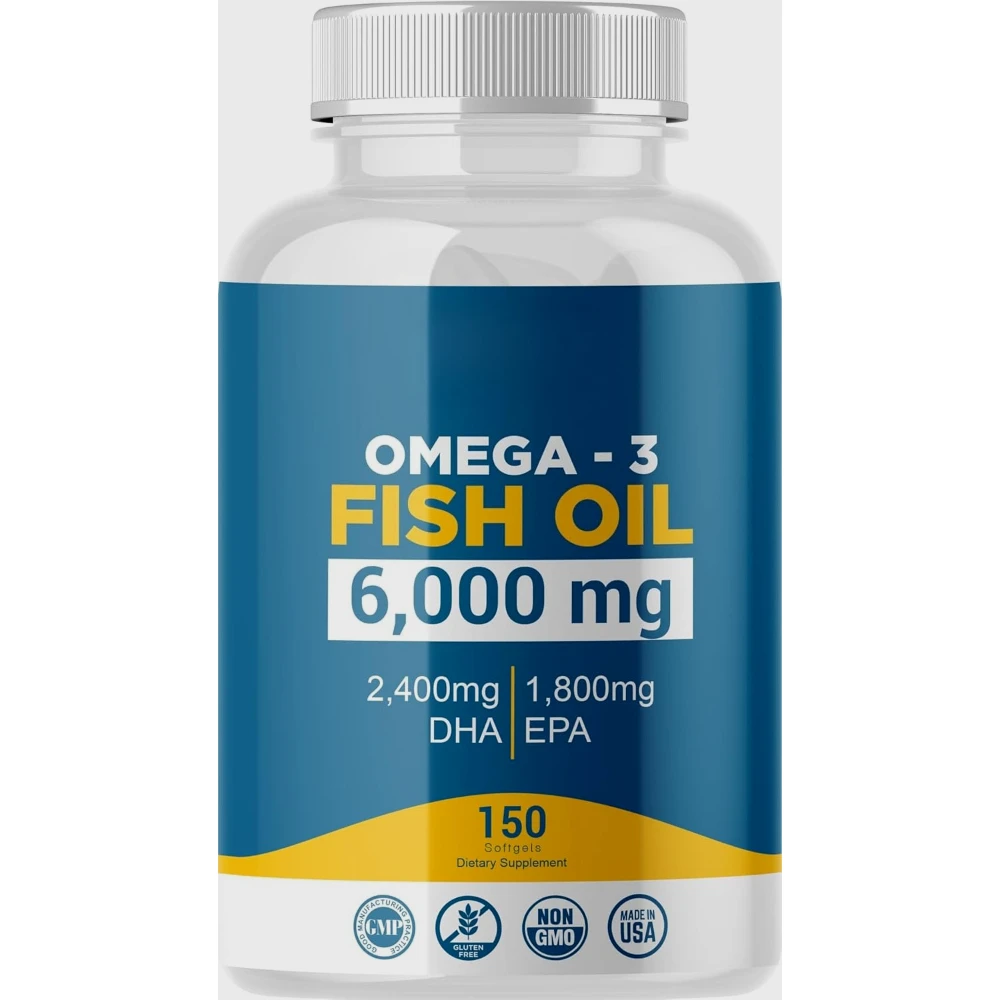 Aceite de Pescado Omega 3 con Máxima Concentración de EPA y DHA - Apoya el Cerebro, el Hígado, el Corazón y el Sistema Inmunitario - Hecho en EE. UU. - 150 Cápsulas Blandas