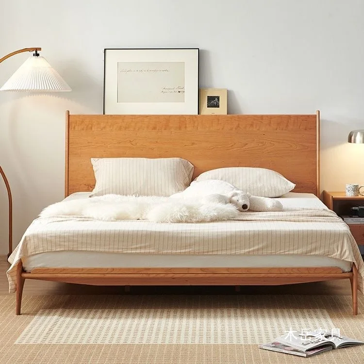 

Customizable Japanese-style all-solid wood bed Black walnut Asuka Nordic simple master bedroom double bed