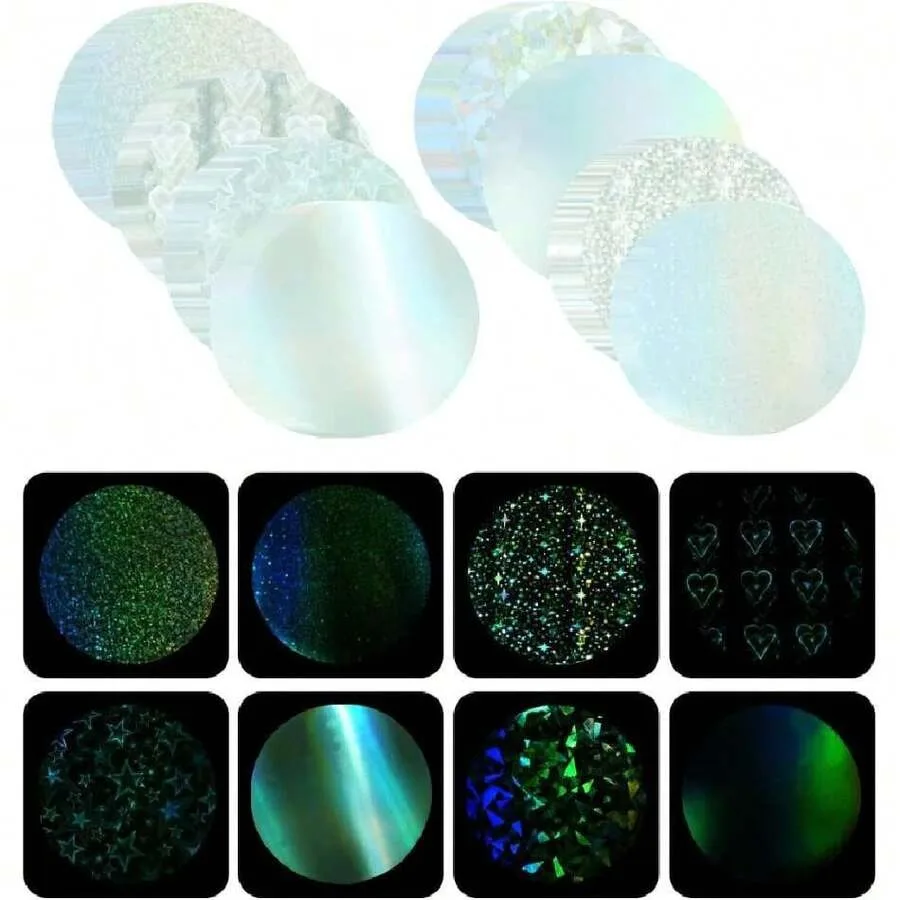 

200 штук защитной пленки для значков, 2,76 дюйма, 8 видов голографической блестящей пленки для значков, для значков диаметром 2,25 дюйма, 40214877