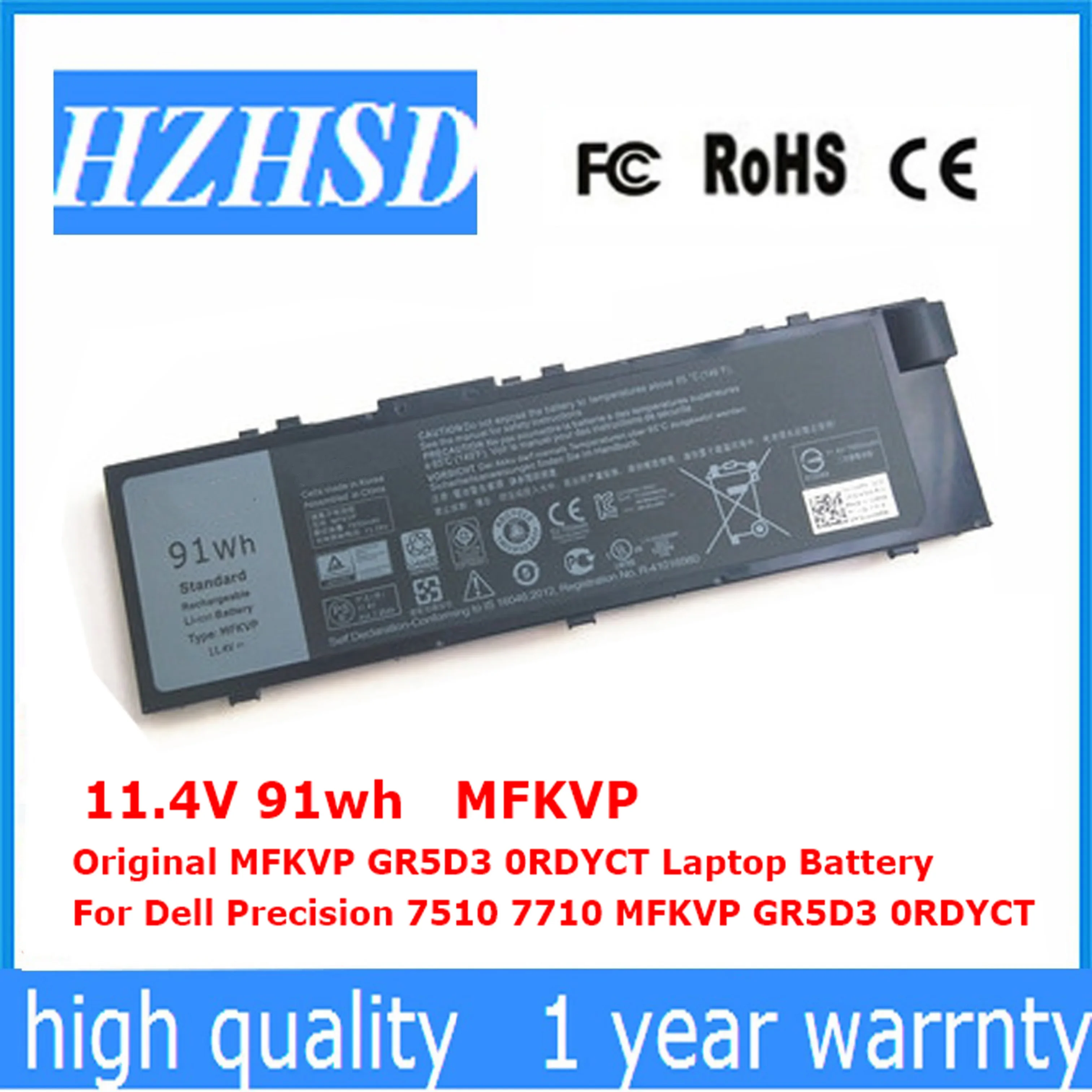 

11.4V 91wh MFKVP Original GR5D3 0RDYCT Laptop Battery For Dell Precision 7510 7710 M7710 7720 7520 451-BBSB 451-BBSF 1G9VM M28DH