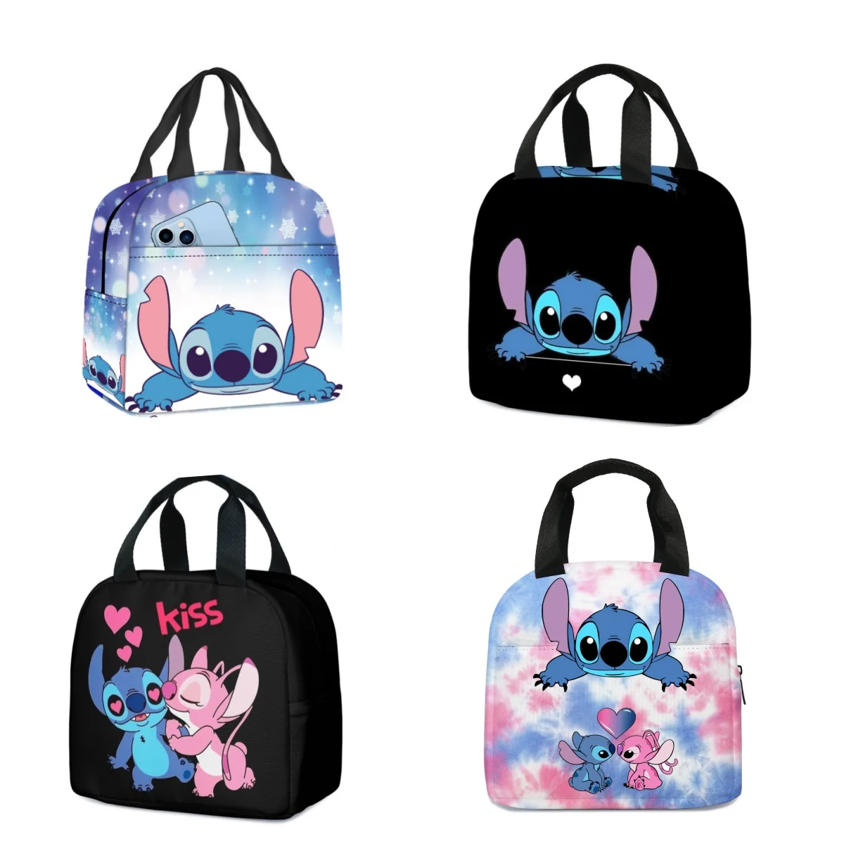 Borsa per il pranzo Stitch Borsa isolante impermeabile Borsa per il pranzo per impiegati per studenti Borsa per la scuola in foglio di alluminio