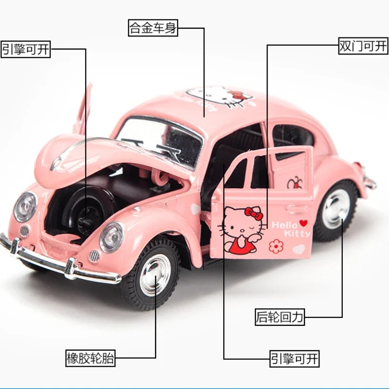 1/32 Graffiti Volkswagen Beetle Car Sports Alloy Diecast Vehicle Cartoon Anime Pull Back Off-road Doors Open Kids Toys Boys Gift