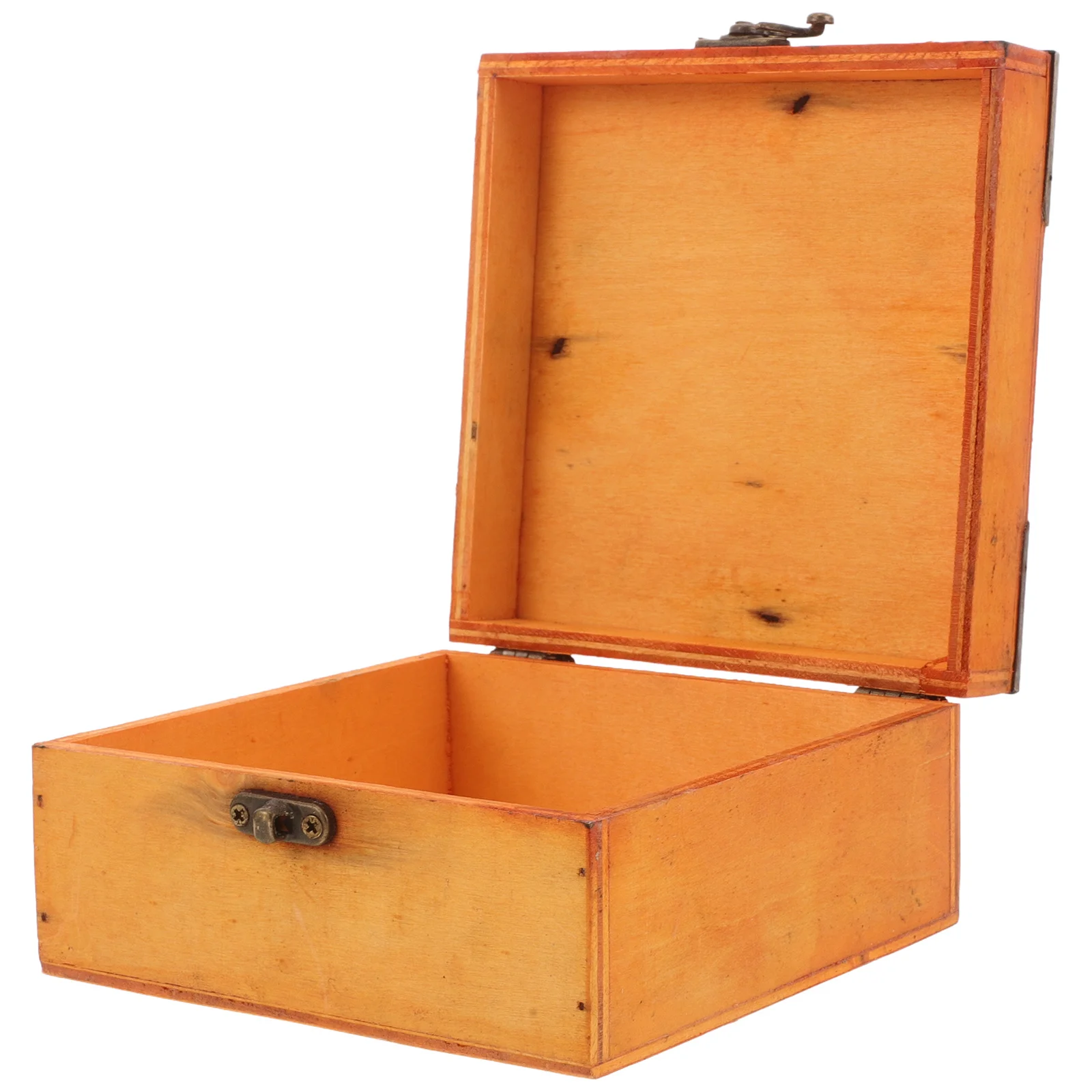 

Vintage Wooden Storage Box with Lock Handmade Large Hinged Lid Keep Sake Organizer for Trinkets Jewelry Tea Collection Escape