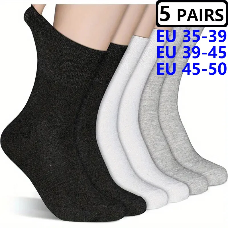

5 пар мужских хлопковых носков больших размеров (49, 50) для пожилых людей и диабетиков, высококачественные, с широким верхом, для больших ног