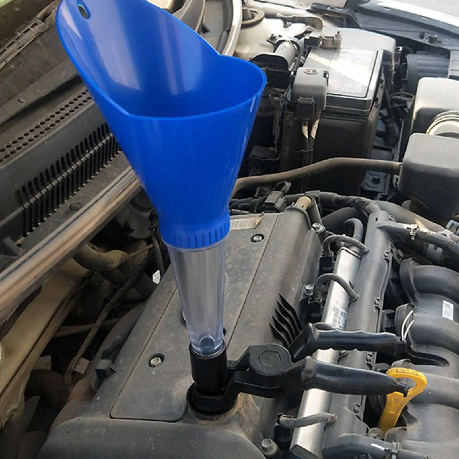 Universal Car Engine Oil Funnel Kit Adjustable Clamp Adaptor Spillproof Filling Tool for Vehicle Maintenance