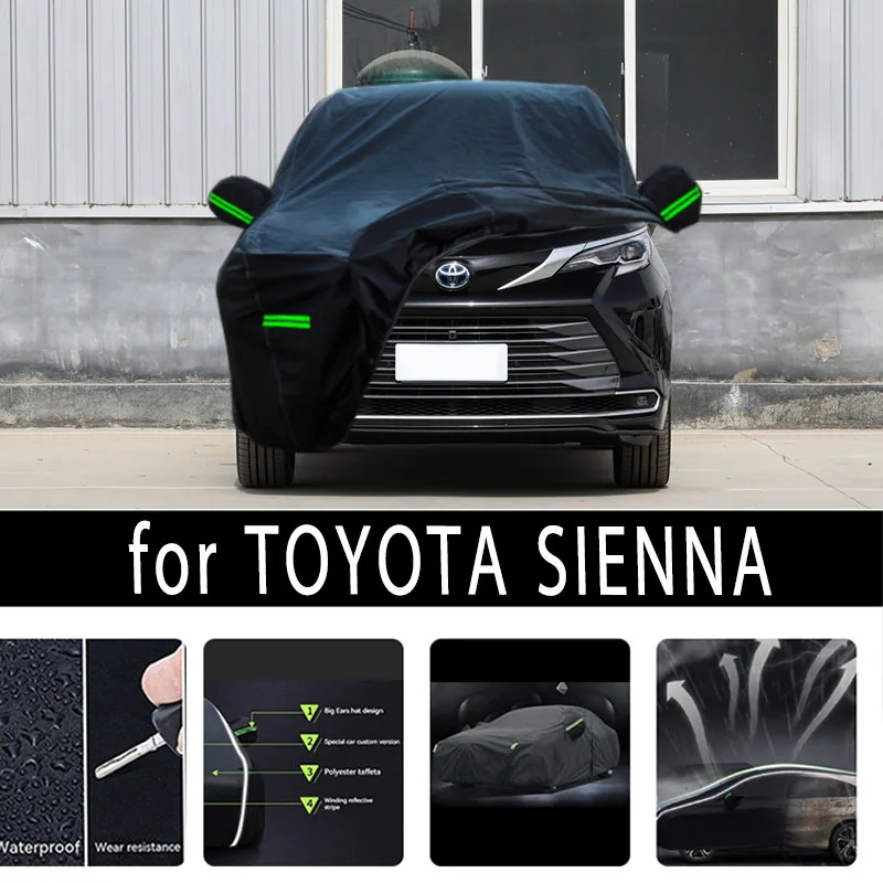 

Для TOYOTA SIENNA наружная защита полные автомобильные чехлы для снега солнцезащитный водонепроницаемый пыленепроницаемый наружные автомобильные аксессуары
