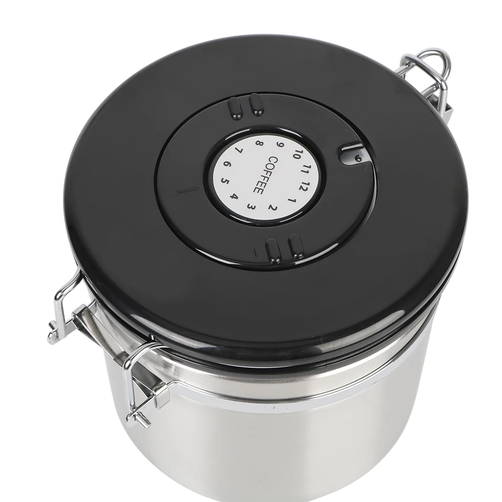 Stainless Steel Airtight Lid Preserves Freshness Storage Canister Coffee Container with co2 Valve Premium For Coffee Beans