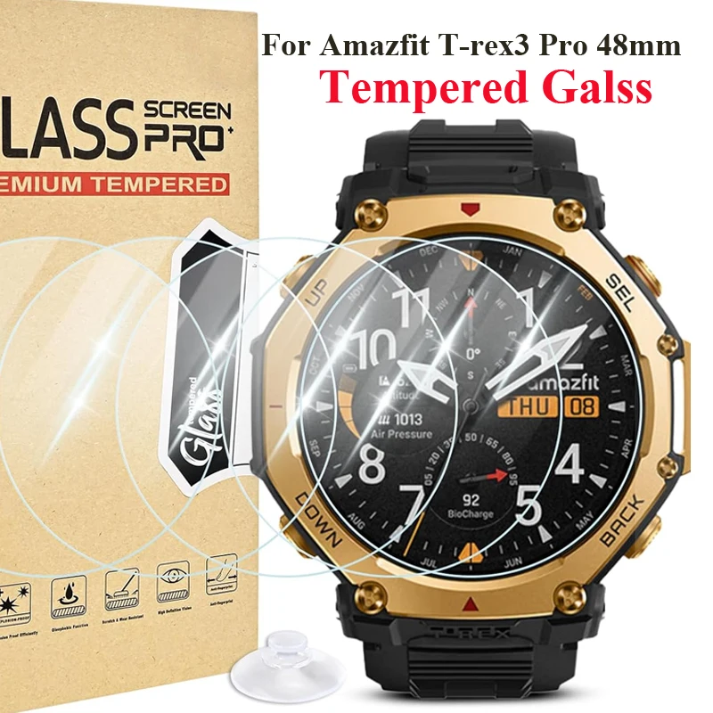 Tempered Glass Protective Film For Amazfit T-Rex 3 Screen Protector Film For Amazfit T-Rex 3 Pro 48mm Anti-scratch Clear Film