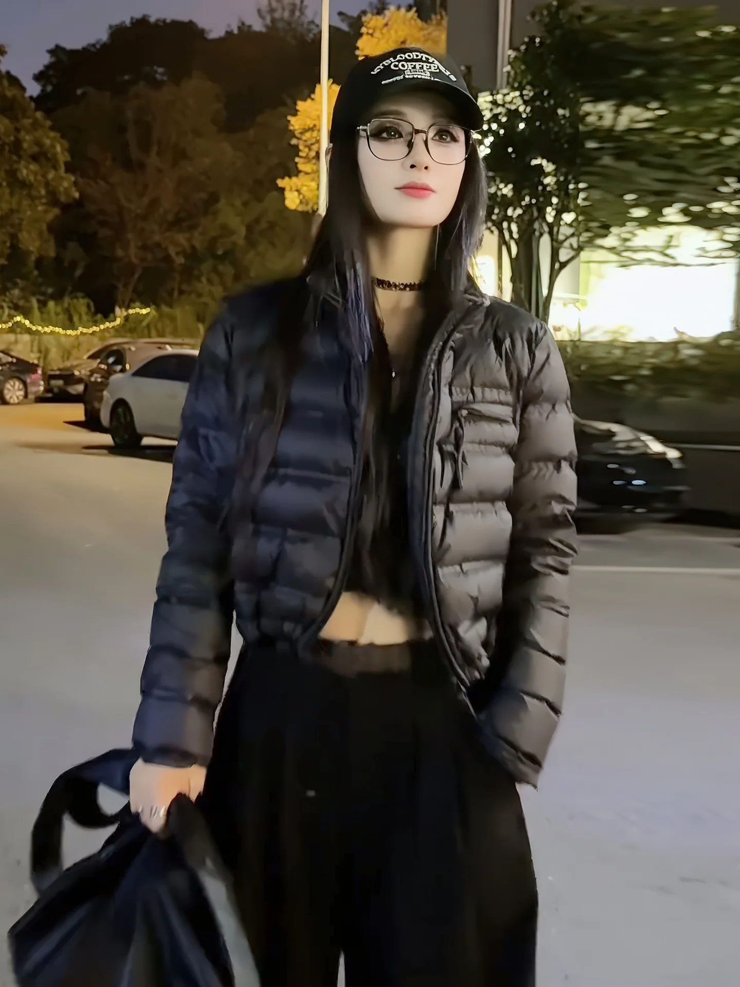 Sle coreano da donna ort leggero imbottito Jaet Bla colletto alla coreana Du piumino caldo Sli Fro per donna