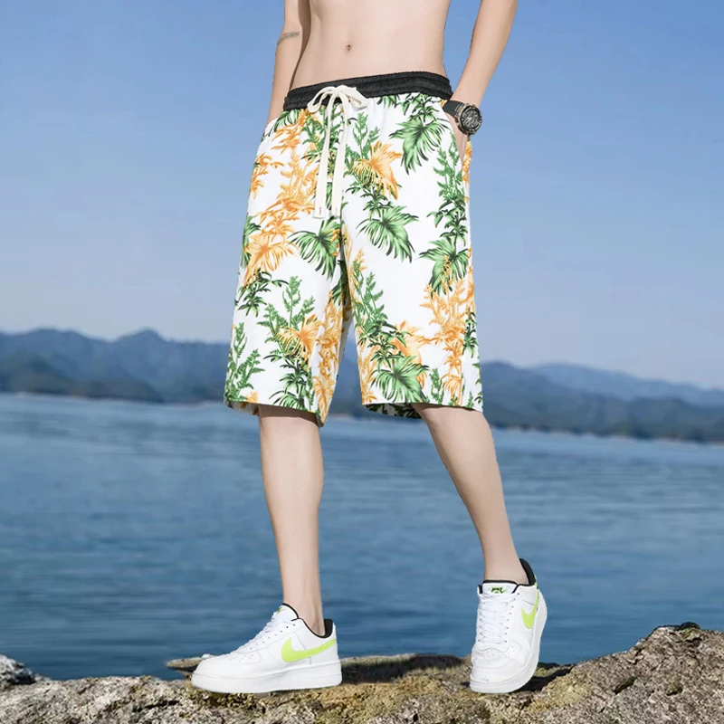 

Men's Summer Ice Silk orts Five-Point Loose Fit Sports Beach Pants Thin Straight Leg Casual Trousers Cool Feeling