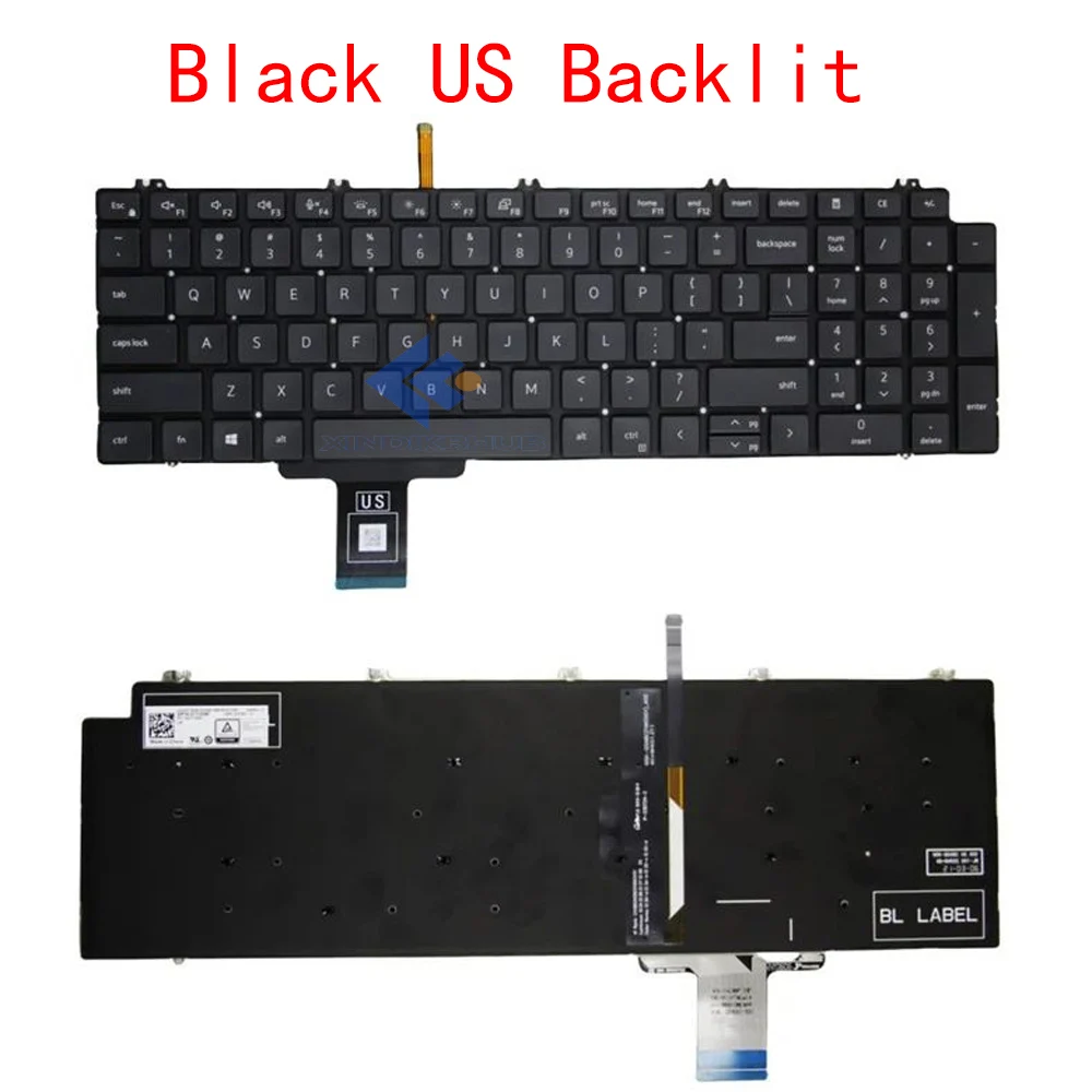 XIN-Russian-US English layout Backlit Laptop Keyboard For Dell Precision 7550 7560 7750 7760
