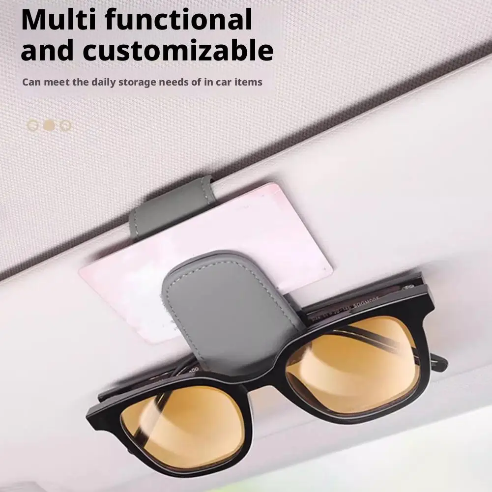 

Car Auto Visor Eyeglass Hanger Clip Leather Glasses Magnetic Holder Accessories Multi-function Automobile Storage B0y4