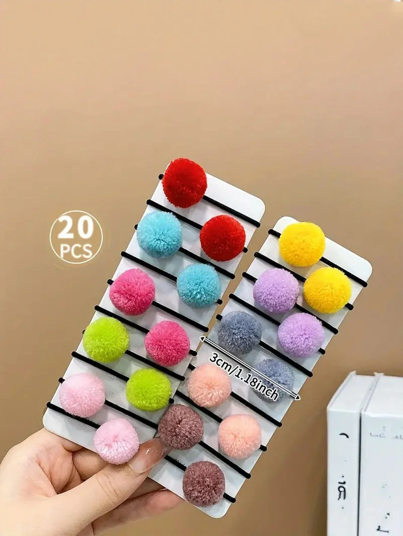 Dekorativer Haarschmuck für 20 Stück, bunt, niedlich, Fellknäuel, elastische Haargummis, kleiner Ball, Haargummis, Haarbänder, Kopfbedeckung, Outdoor