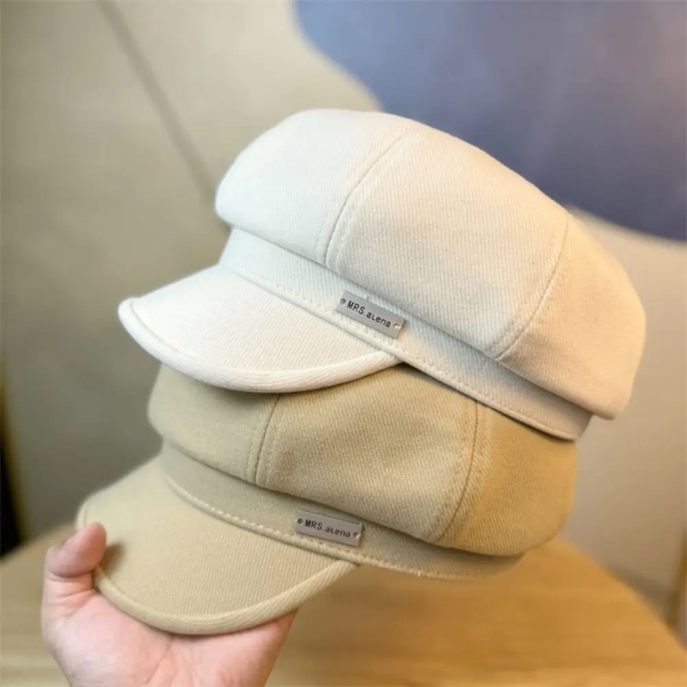 Fashion Warm Berets Hat Solid Color Elegant Plain Cap Soft Light Luxury Female Winter Cap