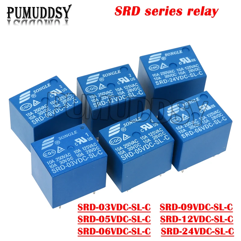 5PCS Relay SRD-03 05 09 06 24 12VDC-SL-C 5PINS 3V 5V 9V 6V 24V 12V High-quality SRD-03VDC-SL-C SRD-05VDC-SL-C SRD-09VDC-SL-C