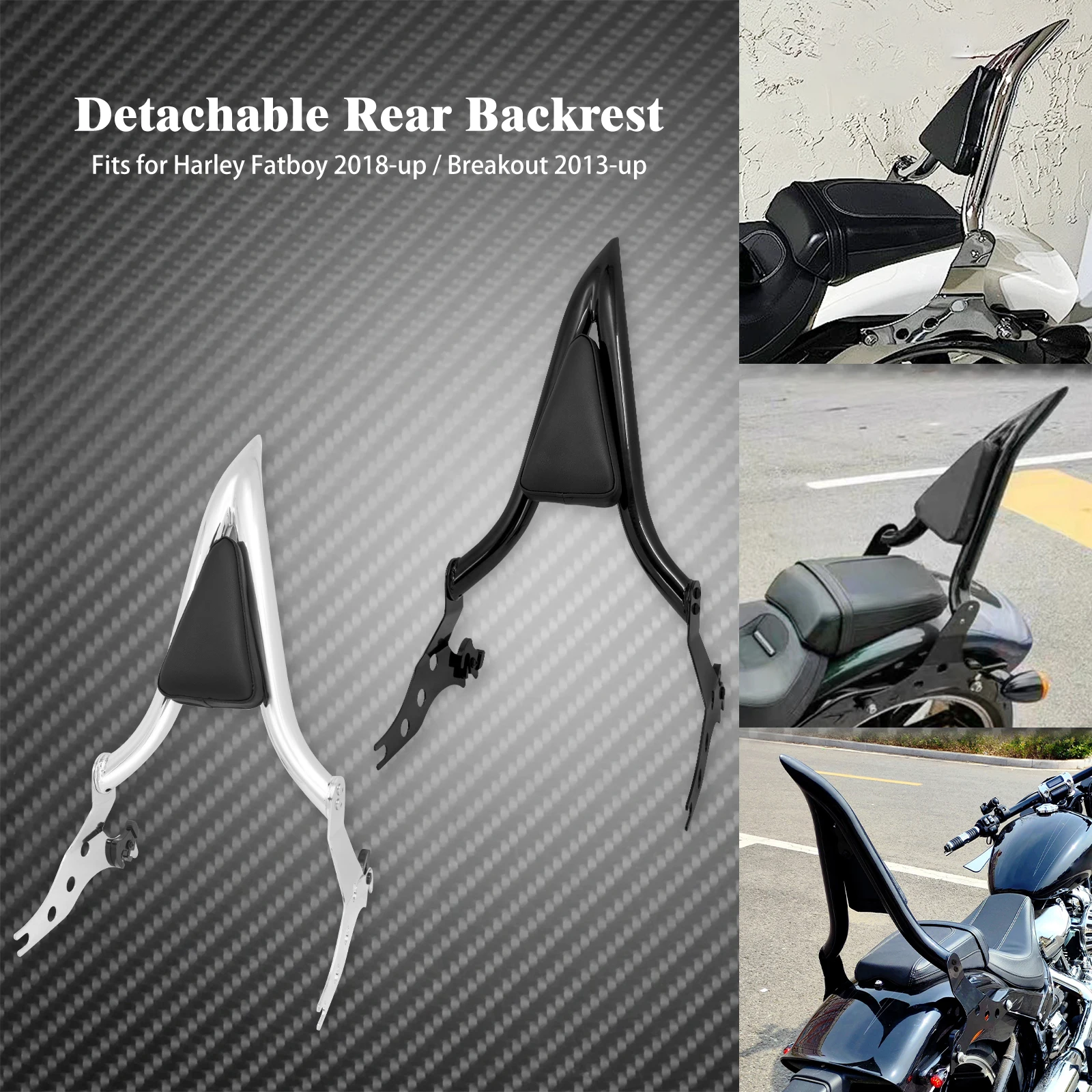 Abnehmbare Motorrad-Rückenlehne für Beifahrer, passend für Harley Softail Fat Boy FLFBS 2018-2023 Breakout FXSB 2013-23