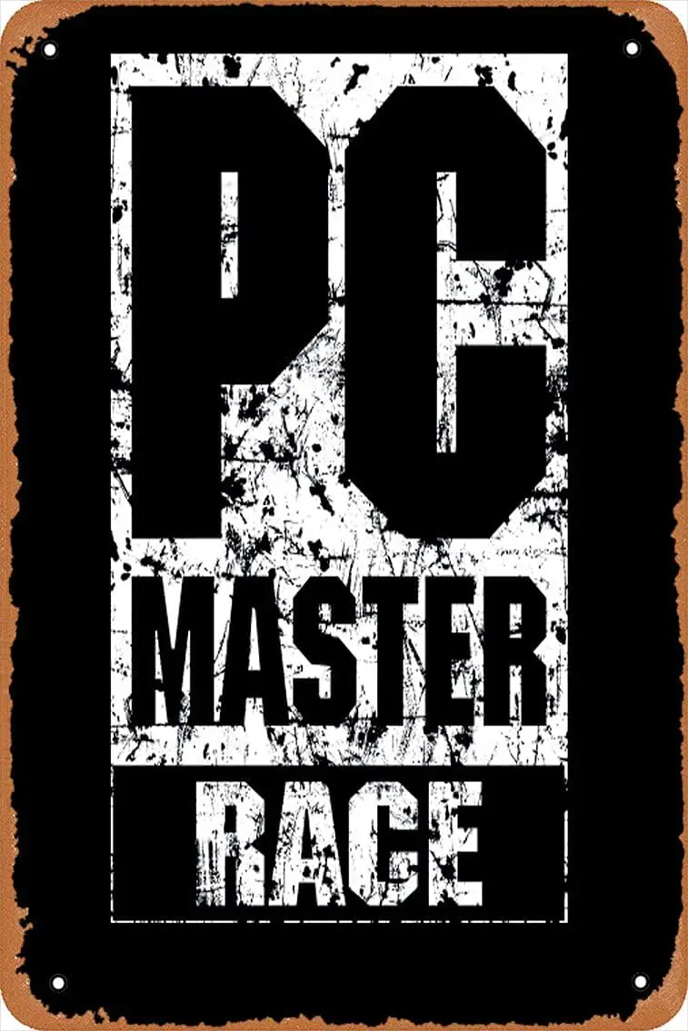 1p,Wall Decor Sign - PC Master Race Poster -  Inch Vintage Look Metal Sign,Bar, Man CAVE Art Decoration