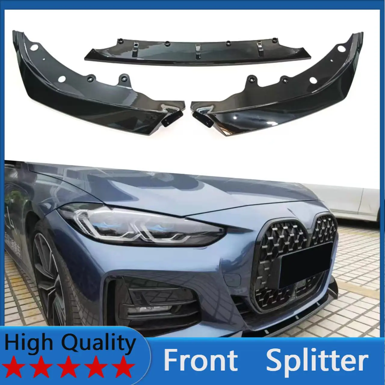 

For BMW 4 Series G22 2021-2024 Year Front Splitter Bumper Lips Spoiler Body Kit Accessories Competition Style 3pcs