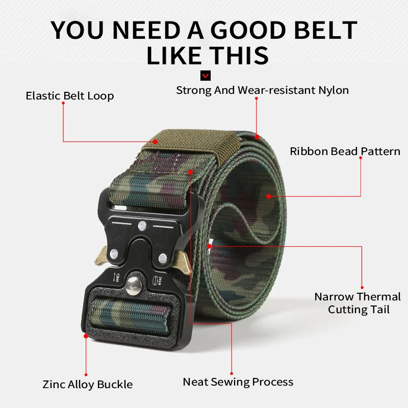 Solid Metal Quick Release Men Belt Army Pluggable Buckle Belts Outdoor Hunting Tactical Combat Belt Survival Canvas Hiking Hunt