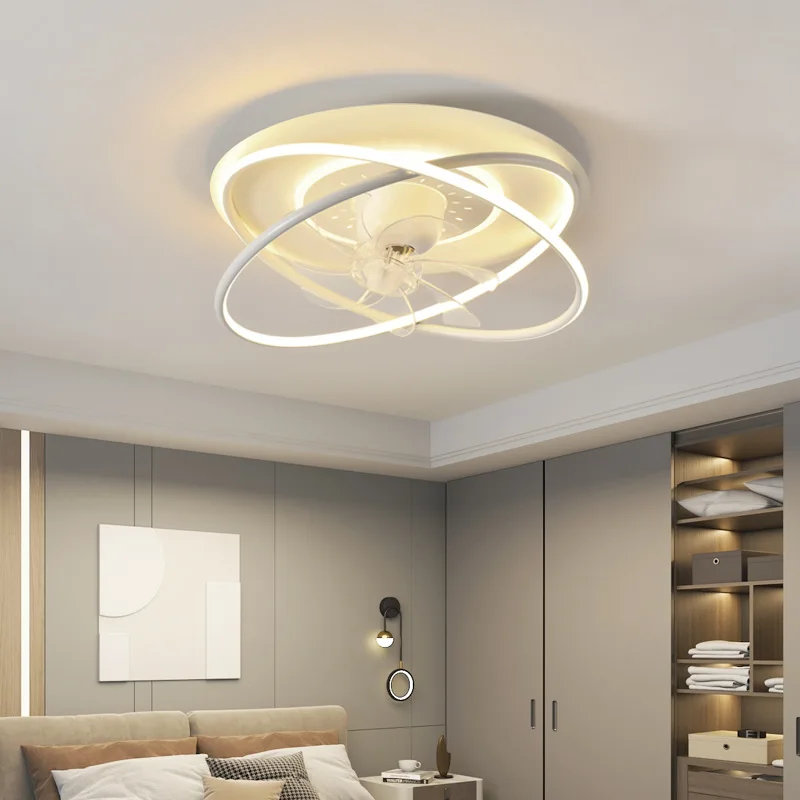 Bedroom 360° shaking head ceiling fan light living dining room intelligent silent variable frequency ceiling fan chandelier lamp