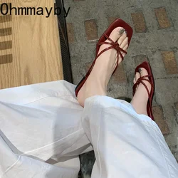 Designer Summer Beach Vacation Women Slippers Fashion Open Toe Narrow Band Slides Ladies Outdoor Thick Heel Shoes