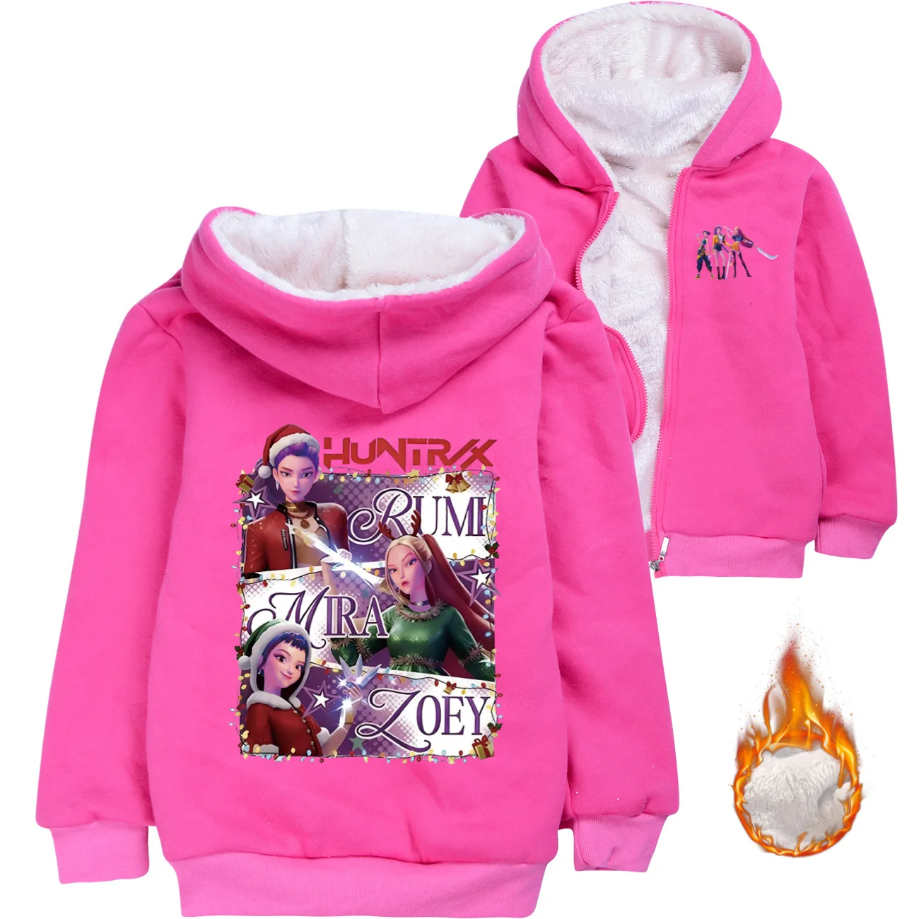 

Winter Kpop Demon Hunters Rumi Mira Zoey Double-layer Cotton coat Children Clothes Kid Girl Boy Sweatshirt Zipper Hoody Jacket
