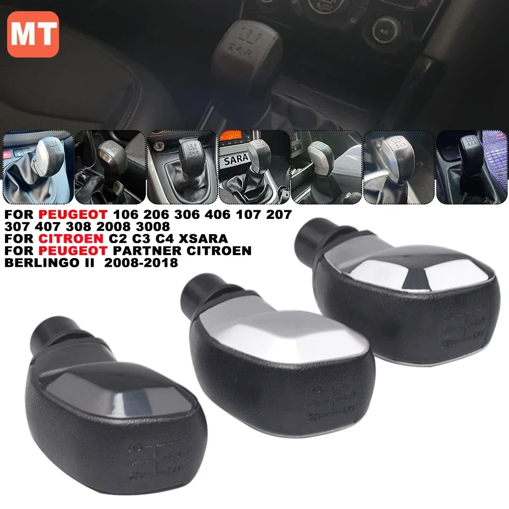 For Peugeot 106 206 306 406 107 207 307 407 301 308 2008 5 Speed Car ABS Gear Shift Knob PU Leather Gaiter Cover With Adapter