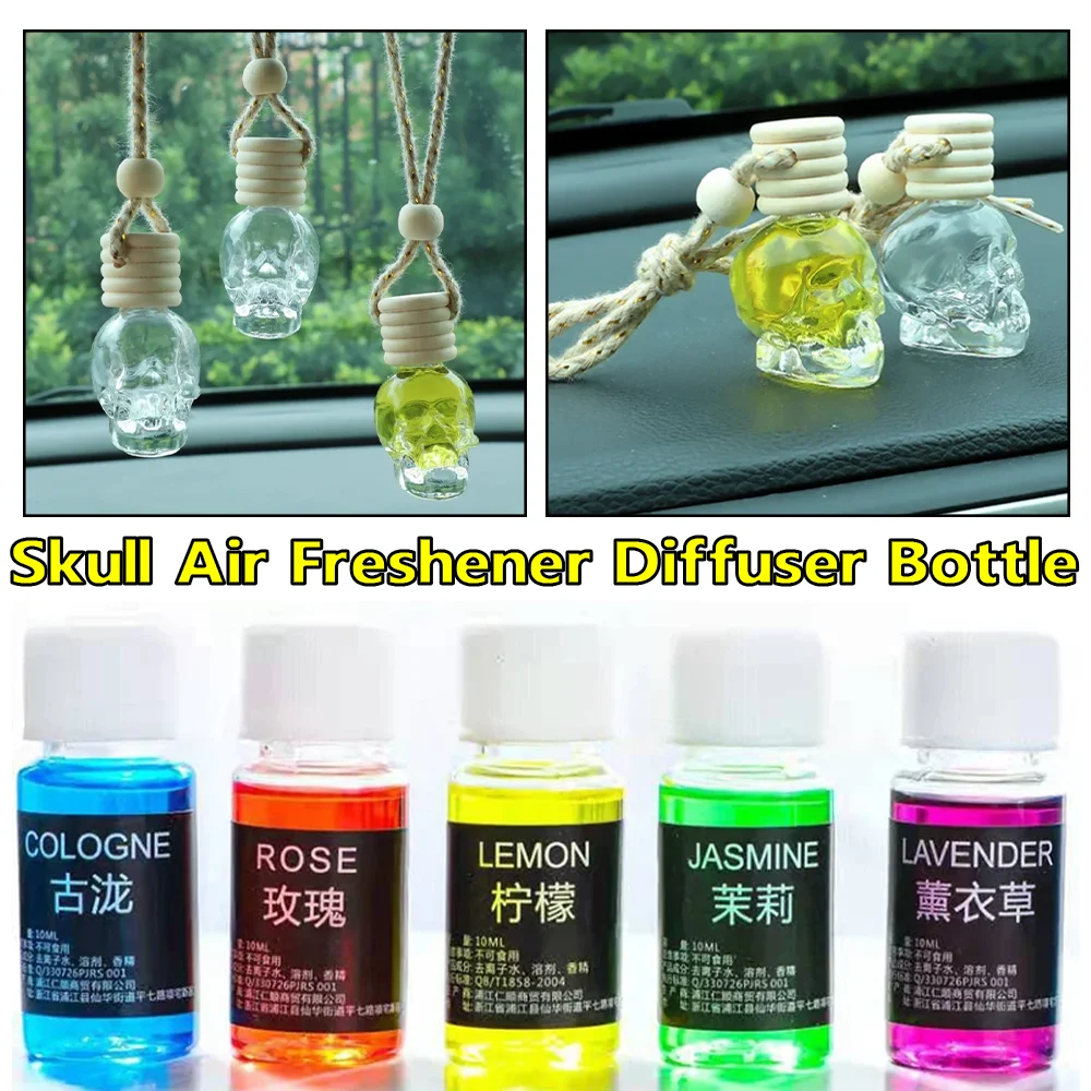 

Creative Skull Air Freshener Diffuser Car Perfume Aromatherapy Essential Oil Bottle Hanging Fragrance Air Freshener Car Diffuser