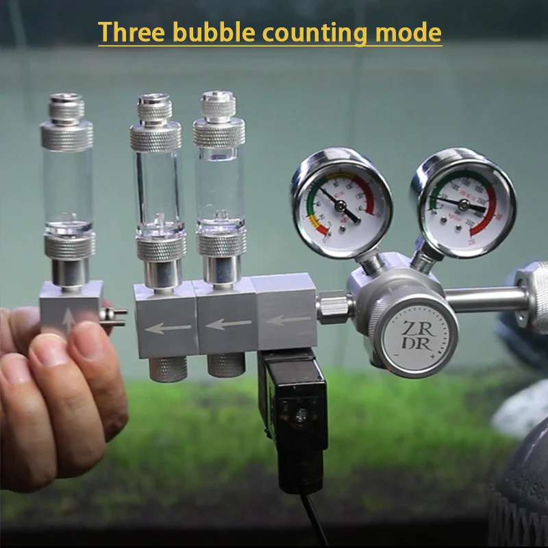 Aquarium CO2 regulator CO2 pressure reducing valve bubble meter solenoid valve CO2 control bipolar pressure regulating 100-240V