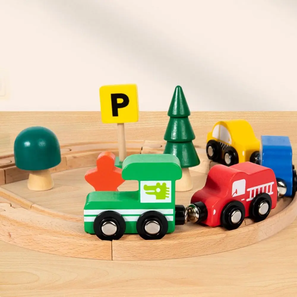 8-شكل الأطفال قطار خشبي السكك الحديدية مصباح إشارة DIY الجمعية التفكير التدريب المسار القطار التعليم المبكر متعدد الوظائف #1