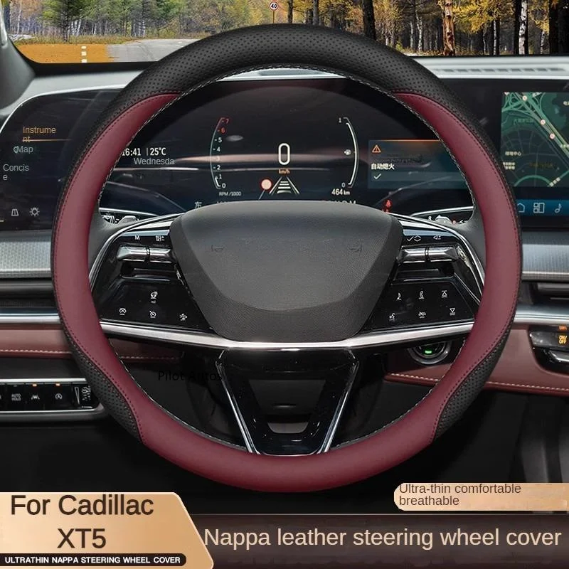 2025 Original Colour For Cadillac XT5 Car Steering Wheel Cover Interior Leather Breathe Nappa