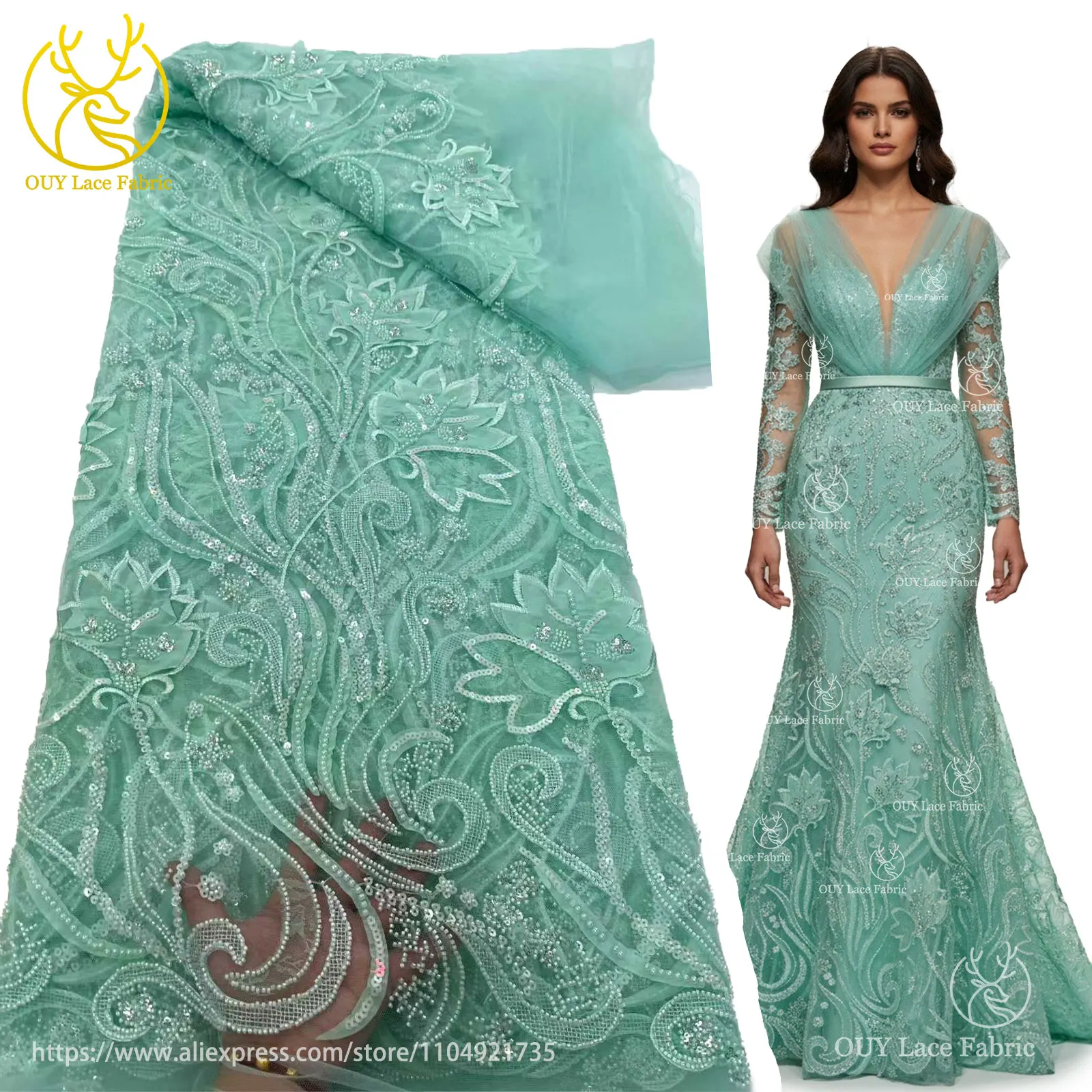 أحدث قماش دانتيل نيجيري أفريقي جميل مطرز بالخرز 2025 قماش دانتيل ترتر فرنسي لفساتين حفلات الزفاف