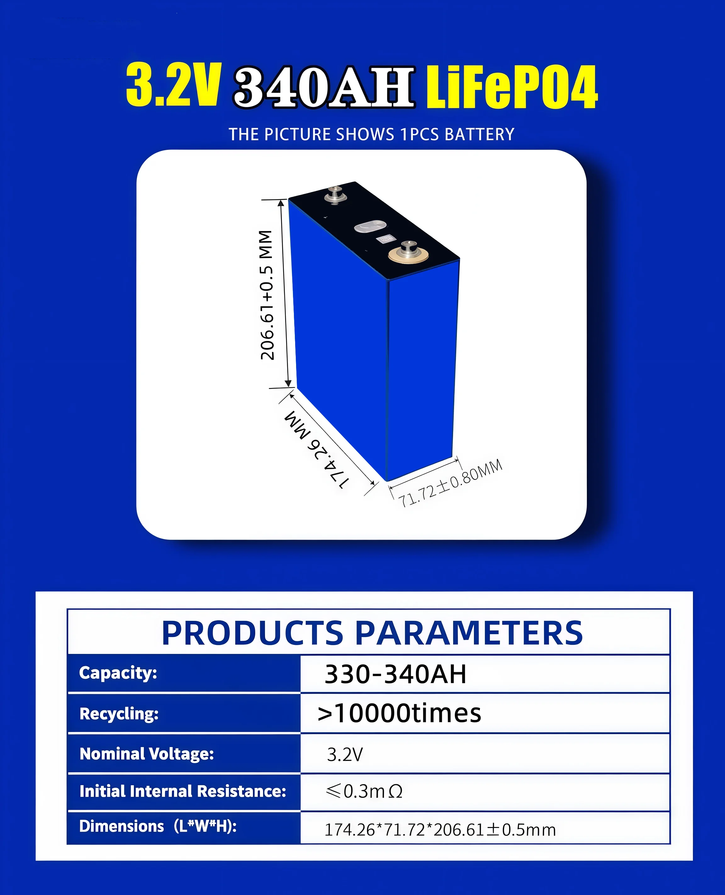 A-الصف 3.2 فولت LiFePo4 بطارية عالية السعة 340AH 320AH 310AH 32AH - 12 فولت 24 فولت 48 فولت لتقوم بها بنفسك 10000 دورة قابلة للشحن خالية من الضرائب ل EV El