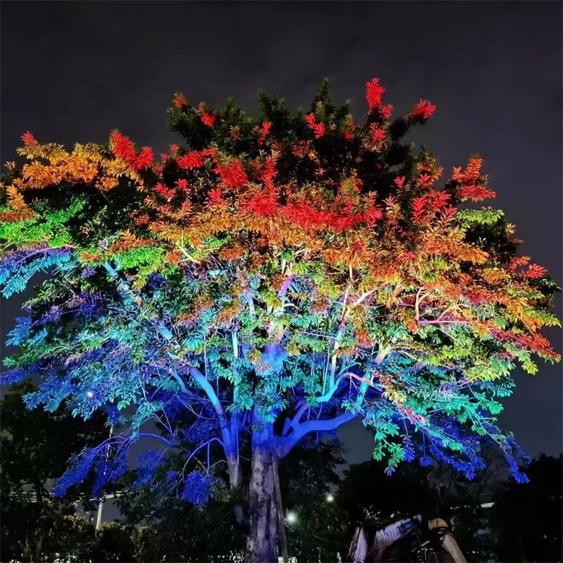 50w paisagem ao ar livre holofote colorido árvore luz rgb jardim discoteca luz arco-íris árvore holofotes para parque iluminação de área cênica