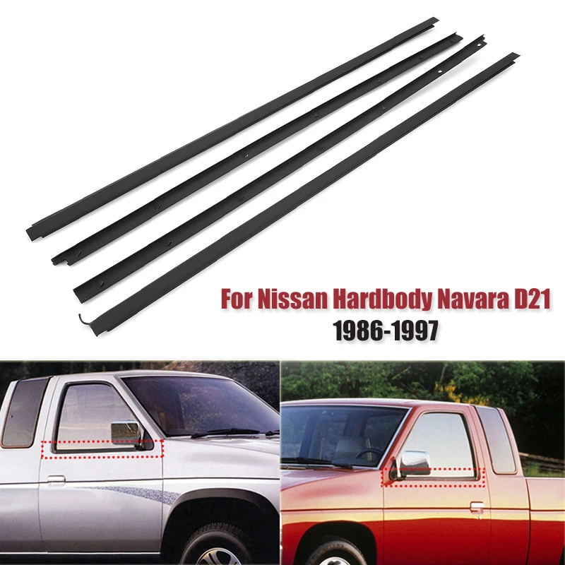 4PCS Car Window Glass Window Seal Moulding Trim For Nissan Hardbody Navara D21 1986-1996 1997 Door Belt Weatherstrip Outer Inner